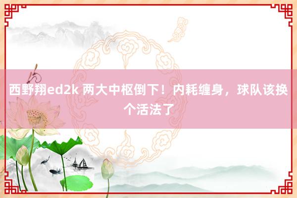 西野翔ed2k 两大中枢倒下！内耗缠身，球队该换个活法了