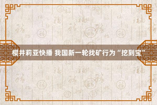 樱井莉亚快播 我国新一轮找矿行为“挖到宝”